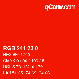 颜色代码: RGB 241 23 0 | qconv.com