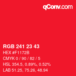 Color code: RGB 241 23 43 | qconv.com