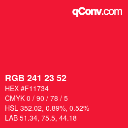 Color code: RGB 241 23 52 | qconv.com