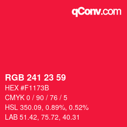 カラーコード: RGB 241 23 59 | qconv.com