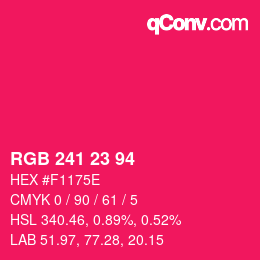 Color code: RGB 241 23 94 | qconv.com