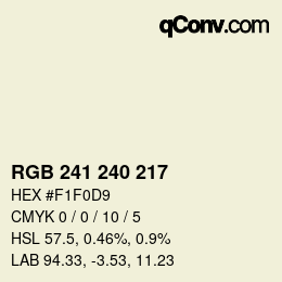 Color code: RGB 241 240 217 | qconv.com