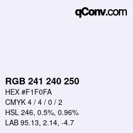 Color code: RGB 241 240 250 | qconv.com