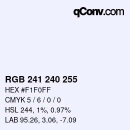 Color code: RGB 241 240 255 | qconv.com