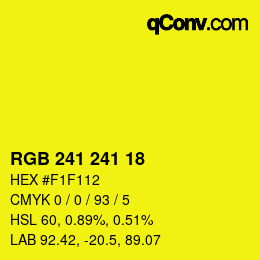 Color code: RGB 241 241 18 | qconv.com