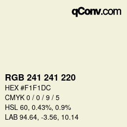 Code couleur: RGB 241 241 220 | qconv.com