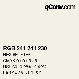 Color code: RGB 241 241 230 | qconv.com