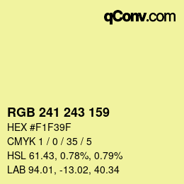 Color code: RGB 241 243 159 | qconv.com