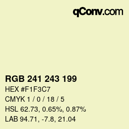 カラーコード: RGB 241 243 199 | qconv.com