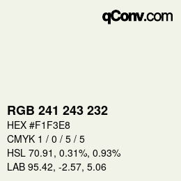 Color code: RGB 241 243 232 | qconv.com