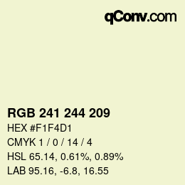 カラーコード: RGB 241 244 209 | qconv.com