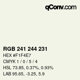 Farbcode: RGB 241 244 231 | qconv.com