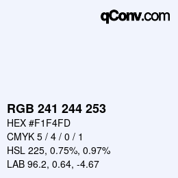 Color code: RGB 241 244 253 | qconv.com