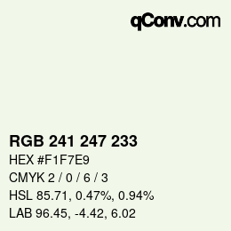 Color code: RGB 241 247 233 | qconv.com