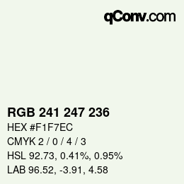 Color code: RGB 241 247 236 | qconv.com