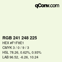 Color code: RGB 241 248 225 | qconv.com