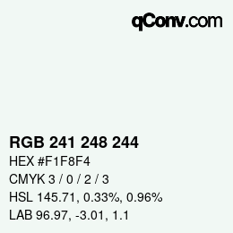Color code: RGB 241 248 244 | qconv.com