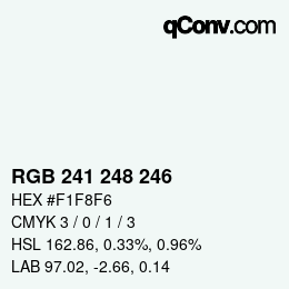 Color code: RGB 241 248 246 | qconv.com