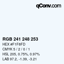 Color code: RGB 241 248 253 | qconv.com