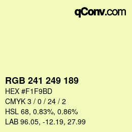 カラーコード: RGB 241 249 189 | qconv.com