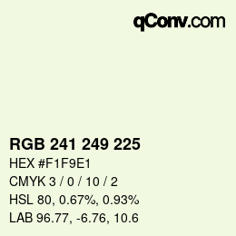 Color code: RGB 241 249 225 | qconv.com