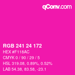 颜色代码: RGB 241 24 172 | qconv.com