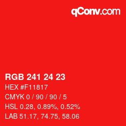 カラーコード: RGB 241 24 23 | qconv.com