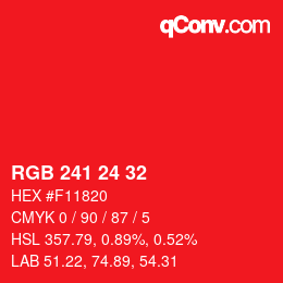 颜色代码: RGB 241 24 32 | qconv.com