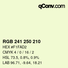Color code: RGB 241 250 210 | qconv.com