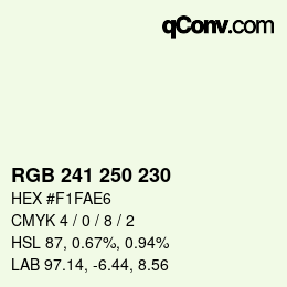颜色代码: RGB 241 250 230 | qconv.com