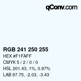 Color code: RGB 241 250 255 | qconv.com