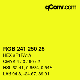 Color code: RGB 241 250 26 | qconv.com