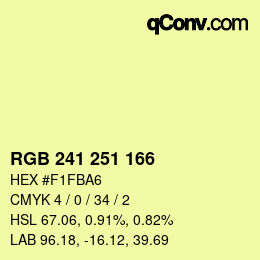 カラーコード: RGB 241 251 166 | qconv.com