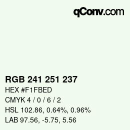 カラーコード: RGB 241 251 237 | qconv.com