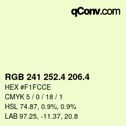 カラーコード: RGB 241 252.4 206.4 | qconv.com
