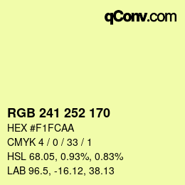 カラーコード: RGB 241 252 170 | qconv.com