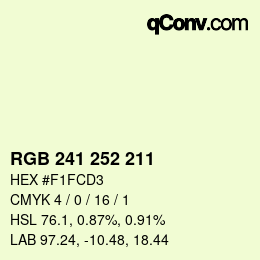 Color code: RGB 241 252 211 | qconv.com