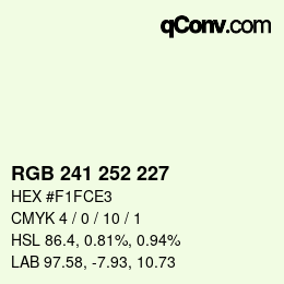 カラーコード: RGB 241 252 227 | qconv.com