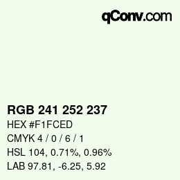 Color code: RGB 241 252 237 | qconv.com