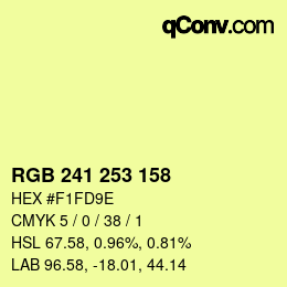 Color code: RGB 241 253 158 | qconv.com