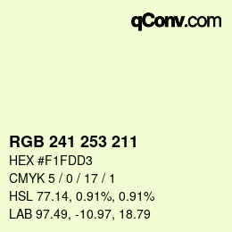 カラーコード: RGB 241 253 211 | qconv.com