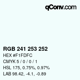Color code: RGB 241 253 252 | qconv.com