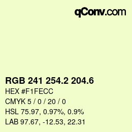 カラーコード: RGB 241 254.2 204.6 | qconv.com