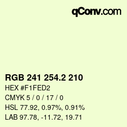 カラーコード: RGB 241 254.2 210 | qconv.com
