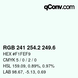 カラーコード: RGB 241 254.2 249.6 | qconv.com