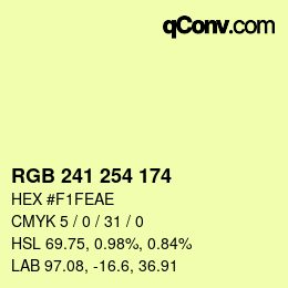 Color code: RGB 241 254 174 | qconv.com