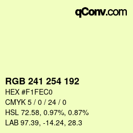 Color code: RGB 241 254 192 | qconv.com