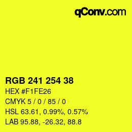 Color code: RGB 241 254 38 | qconv.com
