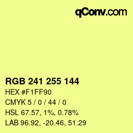 Color code: RGB 241 255 144 | qconv.com