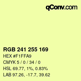 カラーコード: RGB 241 255 169 | qconv.com